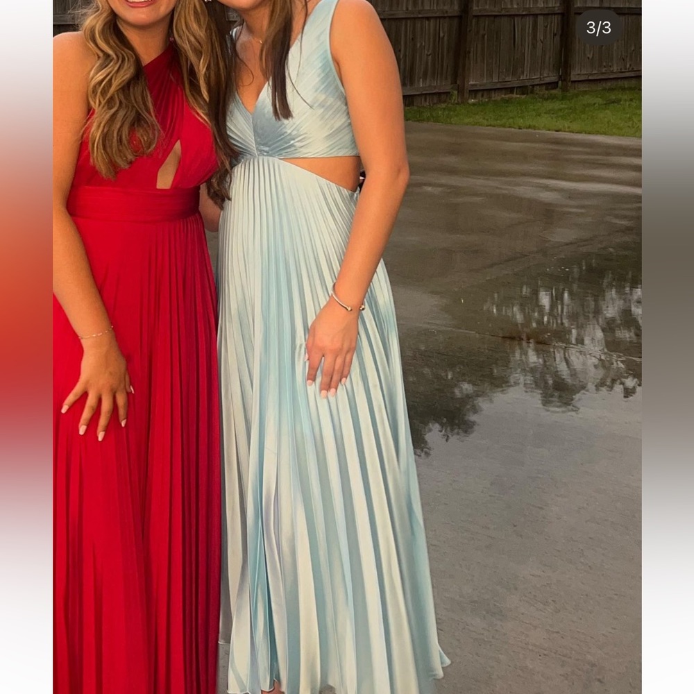 Abecrombie Satin Pleated Cutout Maxi Dress - Picture 3 of 3
